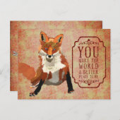 こはく色のキツネのバレンタインデーの郵便はがき シーズンポストカード (正面/裏面)