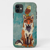 こはく色のキツネ及びフクロウの青のバラの箱 Case-Mate iPhoneケース (裏面)