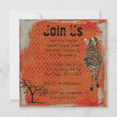 こはく色のシマウマ及びフクロウのハロウィンのばら色の招待状 招待状 (裏面)