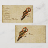 こはく色のミイラのフクロウの名刺かラベル 名刺 (正面/裏面)