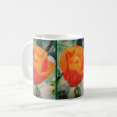 こはく色のラーセン著"ハナビシソウ"が付いているマグ コーヒーマグカップ (正面左)