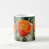 こはく色のラーセン著"ハナビシソウ"が付いているマグ コーヒーマグカップ (中央)