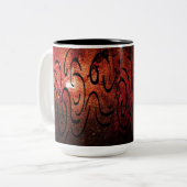 こはく色の抽象的なマグ! ツートーンマグカップ (正面左)