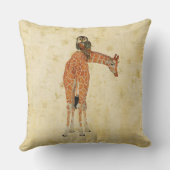 こはく色の華美なキリン及びフクロウの花柄の枕 クッション (裏面)