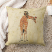 こはく色の華美なキリン及びフクロウの花柄の枕 クッション (ブランケット)