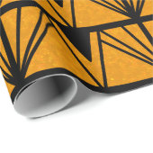こはく色アールデコの20年代及び黒い幾何学的 ラッピングペーパー (ロールコーナー)