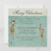 こはく色及び紺碧のキリンのクリスマスのパーティの招待状 招待状 (裏面)