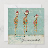 こはく色及び紺碧のキリンのクリスマスのパーティの招待状 招待状 (正面)