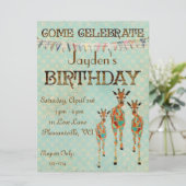 こはく色及び紺碧のキリンの誕生日の招待状 招待状 (スタンド正面)