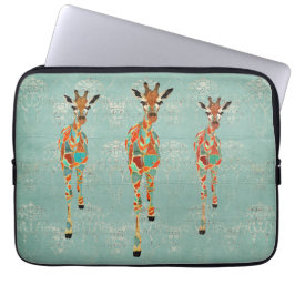 こはく色及び紺碧のキリンコンピュータ袖 ラップトップスリーブ