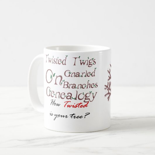 こぶだらけの枝系図学のマグの歪んだ小枝 コーヒーマグカップ (正面左)