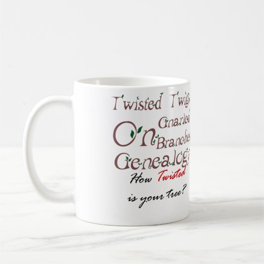 こぶだらけの枝系図学のマグの歪んだ小枝 コーヒーマグカップ (左)