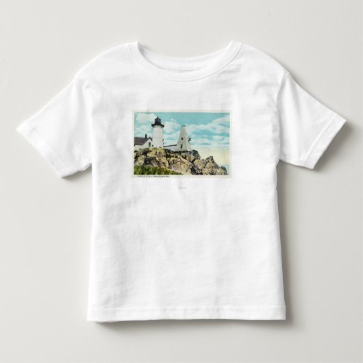 こぶの灯台のヨークのビーチの眺め トドラーTシャツ (正面)