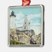 こぶの灯台のヨークのビーチの眺め メタルオーナメント (左)
