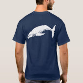 こぶの背部クジラ-白いシルエット Tシャツ (裏面)