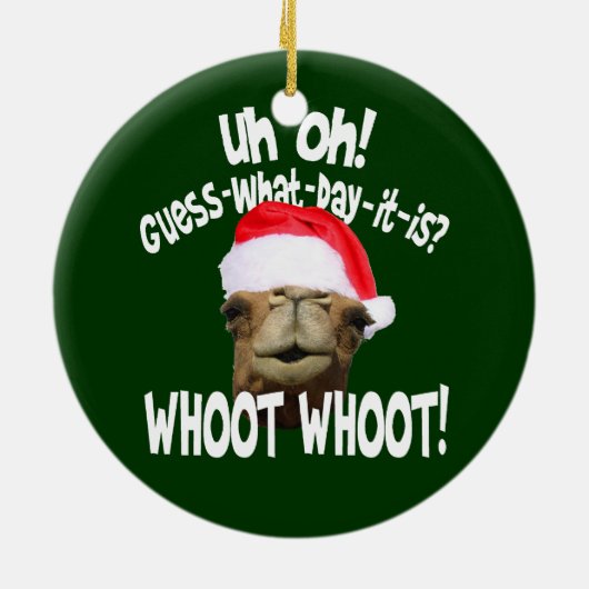 こぶ日のラクダのクリスマスのオーナメント セラミックオーナメント (裏面)