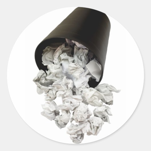 こぼされたwastepaperバスケット ラウンドシール (正面)