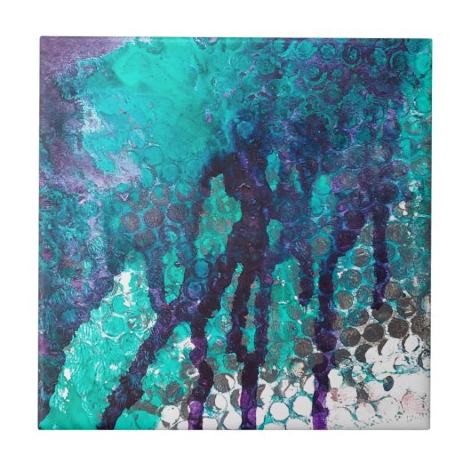 こぼれたインクの青 タイル (正面)