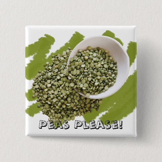 こぼれたグリーンピースの食品写真 缶バッジ (正面)