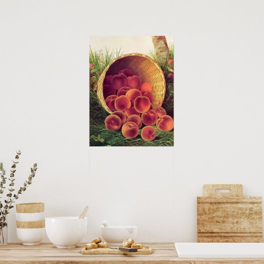 こぼれた桃 ポスター (キッチン)