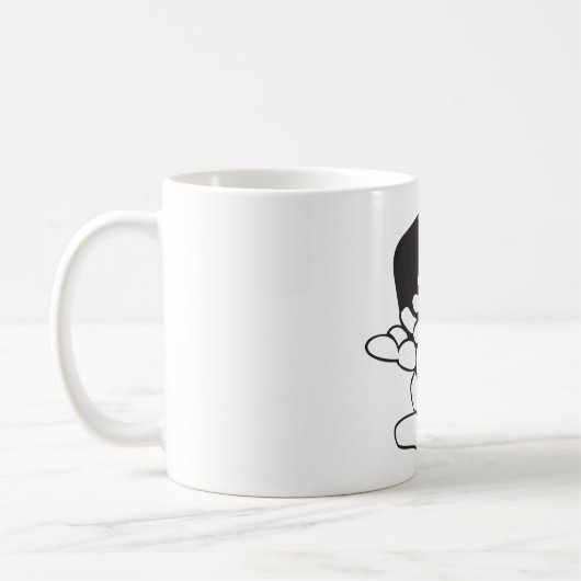こぼれた豆の白黒アウトライン コーヒーマグカップ (左)