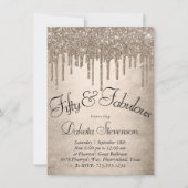 こぼれるテープ グリッター | シャンパン 50歳 最高の輝き 招待状 (正面)