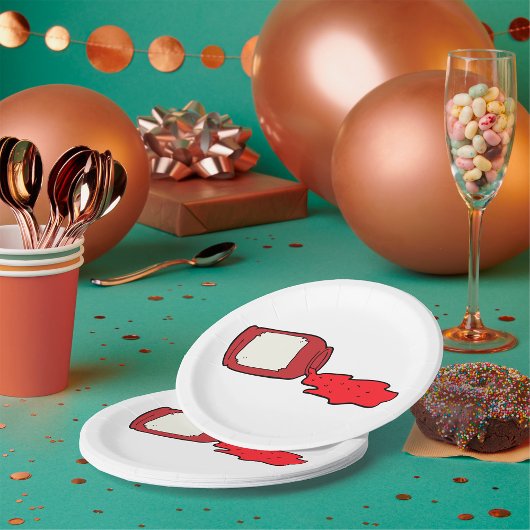 こぼれジャムかわいい赤ゼリー瓶 ペーパープレート