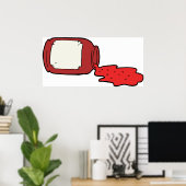 こぼれジャムかわいい赤ゼリー瓶 ポスター (ホームオフィス)