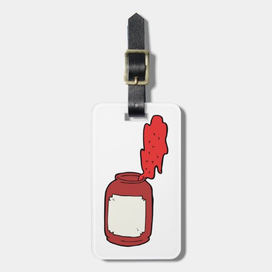 こぼれジャムかわいい赤ゼリー瓶 ラゲッジタグ (正面縦)