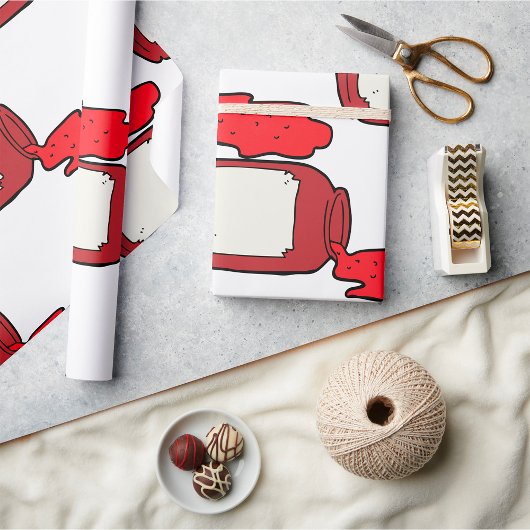 こぼれジャムかわいい赤ゼリー瓶 ラッピングペーパー