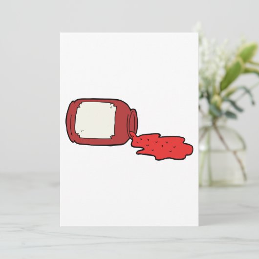 こぼれジャムかわいい赤ゼリー瓶 招待状 (スタンド正面)