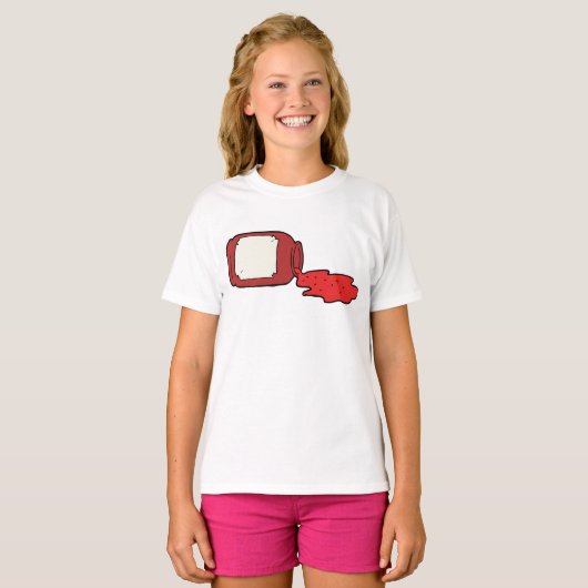 こぼれジャムかわいい赤ゼリー瓶 Tシャツ (正面フル)