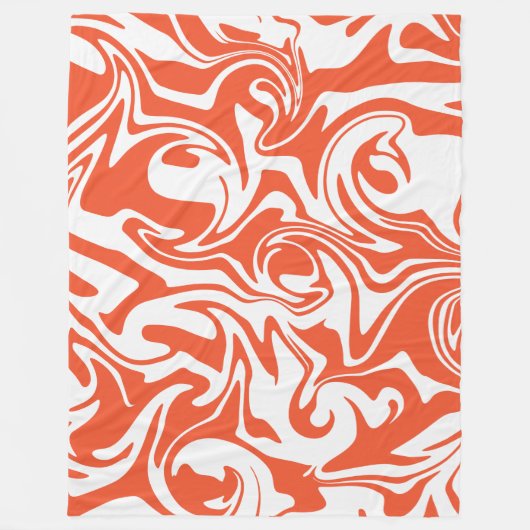 こぼれ – オレンジと白 フリースブランケット (正面)