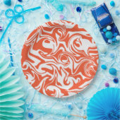 こぼれ – オレンジと白 ペーパープレート (パーティー)