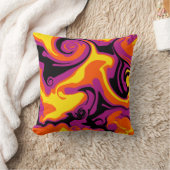 こぼれ – オレンジ、ブラック、ピンク、イエロー クッション (ブランケット)