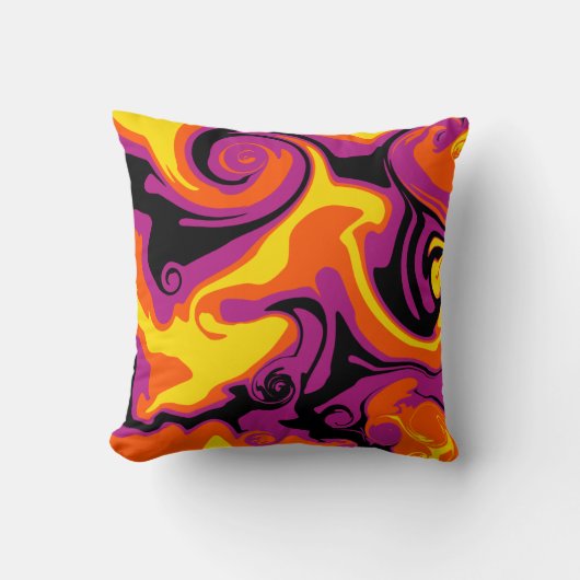 こぼれ – オレンジ、ブラック、ピンク、イエロー クッション (正面)