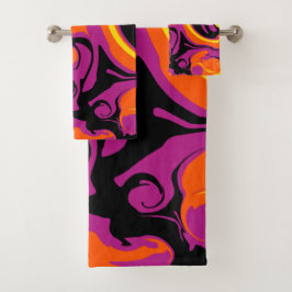 こぼれ – オレンジ、ブラック、ピンク、イエロー バスタオルセット