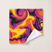 こぼれ – オレンジ、ブラック、ピンク、イエロー バスタオルセット (ウォッシュタオル)