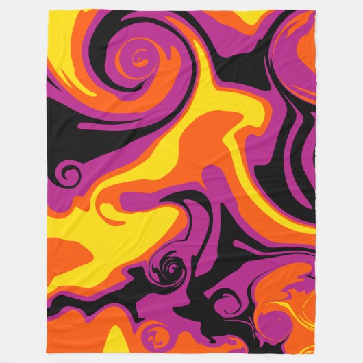 こぼれ – オレンジ、ブラック、ピンク、イエロー フリースブランケット (正面)