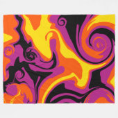 こぼれ – オレンジ、ブラック、ピンク、イエロー フリースブランケット (正面(横))