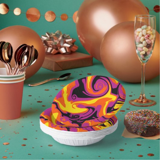 こぼれ – オレンジ、ブラック、ピンク、イエロー ペーパーボウル (複数)