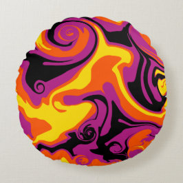 こぼれ – オレンジ、ブラック、ピンク、イエロー ラウンドクッション