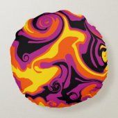 こぼれ – オレンジ、ブラック、ピンク、イエロー ラウンドクッション (裏面)