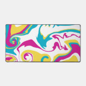 こぼれ – ターコイズ、黄、ピンク、白 デスクマット (正面)