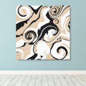 こぼれ – トープ、白黒 キャンバスプリント (インサイチュ (ウッドフロア))