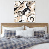 こぼれ – トープ、白黒 キャンバスプリント (インサイチュ (寝室))