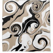 こぼれ – トープ、白黒 シャワーカーテン (正面)