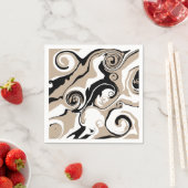 こぼれ – トープ、白黒 スタンダードカクテルナプキン (インサイチュ)