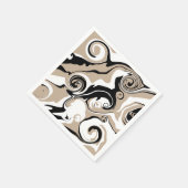 こぼれ – トープ、白黒 スタンダードカクテルナプキン (角)