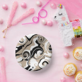 こぼれ – トープ、白黒 ペーパーボウル (パーティー)